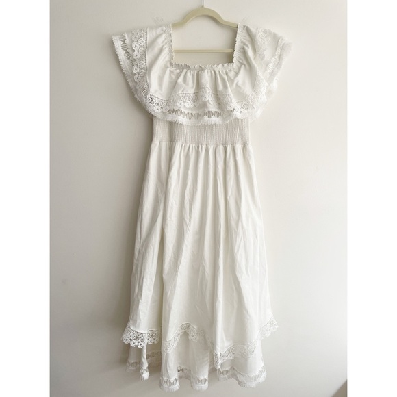 Anthropologie Piexoto Wyatt Off the Shoulder Midi Dress Cottagecore Coquette L - Picture 4 of 15